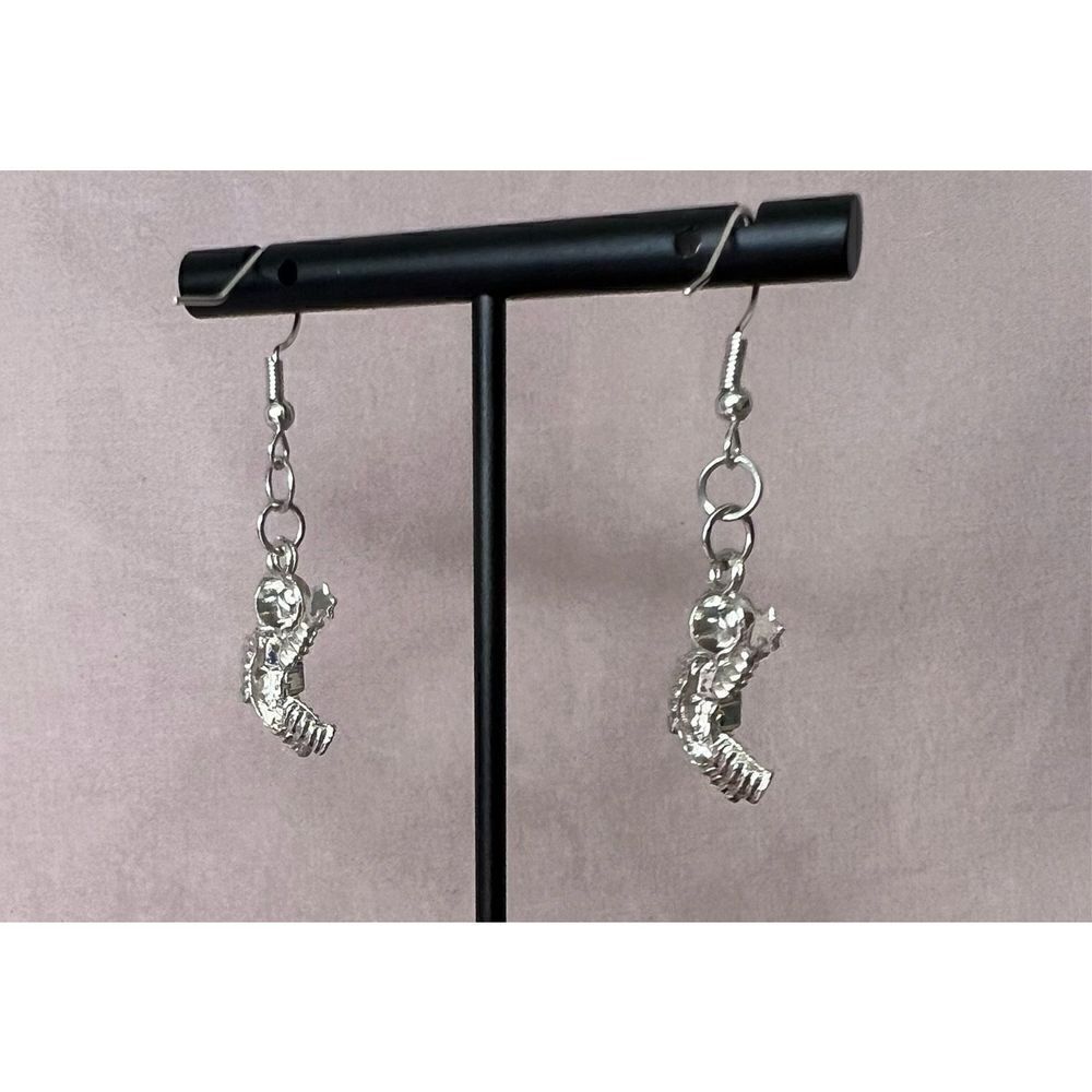 Handmade Dangly Silver Spaceman Earrings - Picture 3 of 3